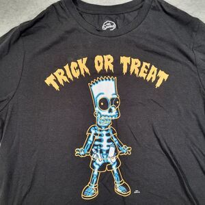 The Simpsons Mens Medium Bart Halloween Skeleton‎ Black Tshirt